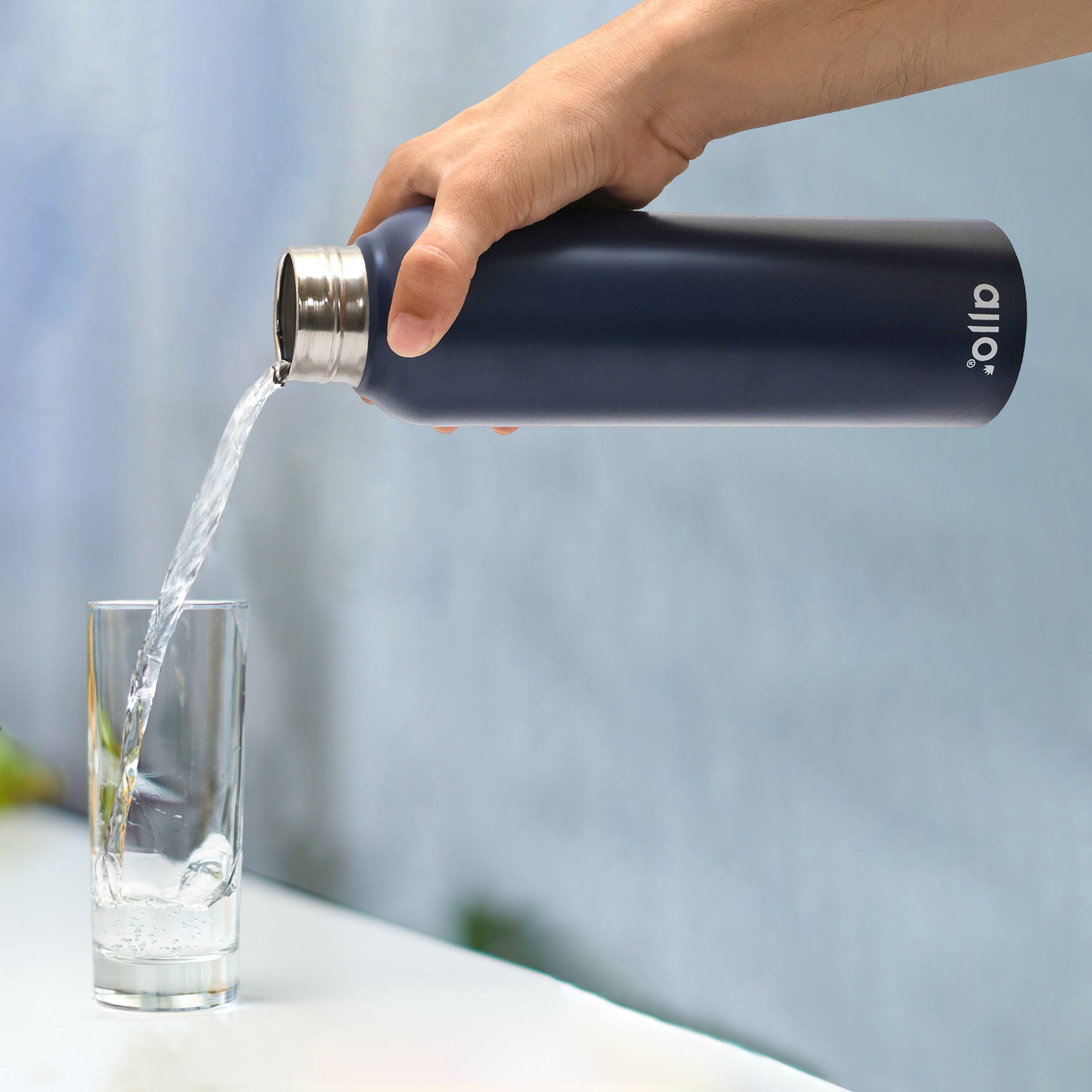 Allo Steel Water Bottles Stainless Steel Sipper Water Bottle for adults, kids 0.95 Litre Water Bottles for School, Office, Sports, Gym 950ML Water Bottle for Men and women, Royal Blue 950ml