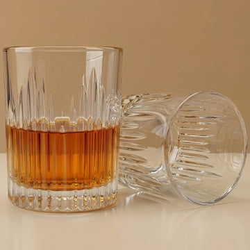 Allo Glass Set Of 6 Premium Whisky Glasses, 310 ml, For Drinking Water, Wine, Cocktail, Mocktail, Martini, Liquor, Alcohol, Scotch, Bourbon | Gift Set Packaging | Transparent Fluted Cut Whiskey Glass