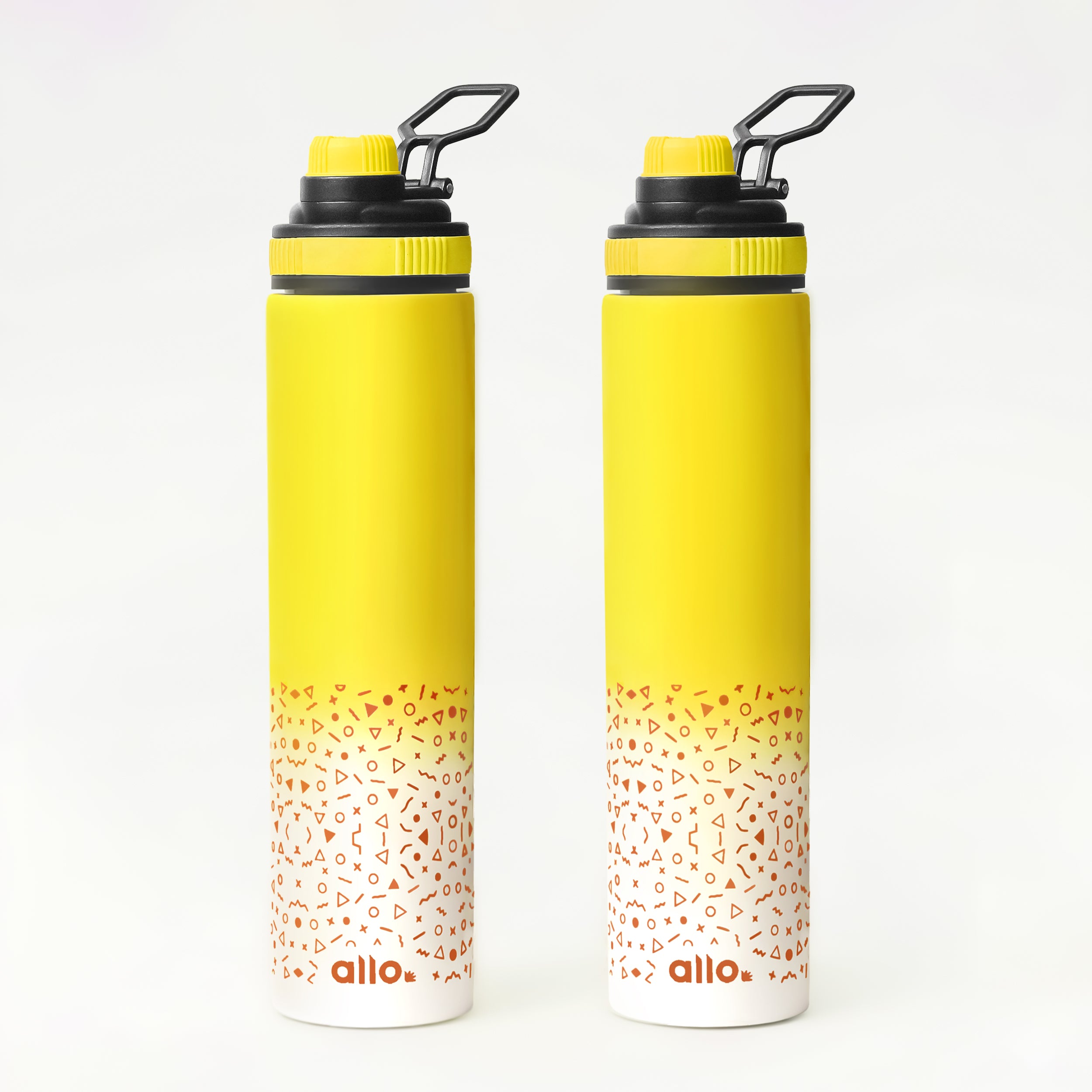 Allo Steel Water Bottles Stainless Steel Sipper Water Bottle for adults, kids 1 Litre Water Bottles for School, Office, Sports, Gym 1L Water Bottle for Men and women, Pack Of 2 | Yellow White 850ml