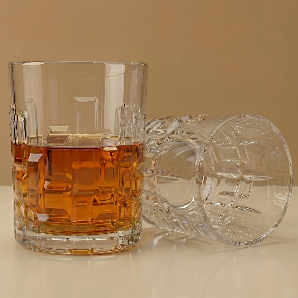 Allo Glass Set Of 6 Premium Whisky Glasses, 205 ml, For Drinking Water, Wine, Cocktail, Mocktail, Martini, Liquor, Alcohol, Scotch, Bourbon | Gift Set Packaging | Transparent Block Cut Whiskey Glass