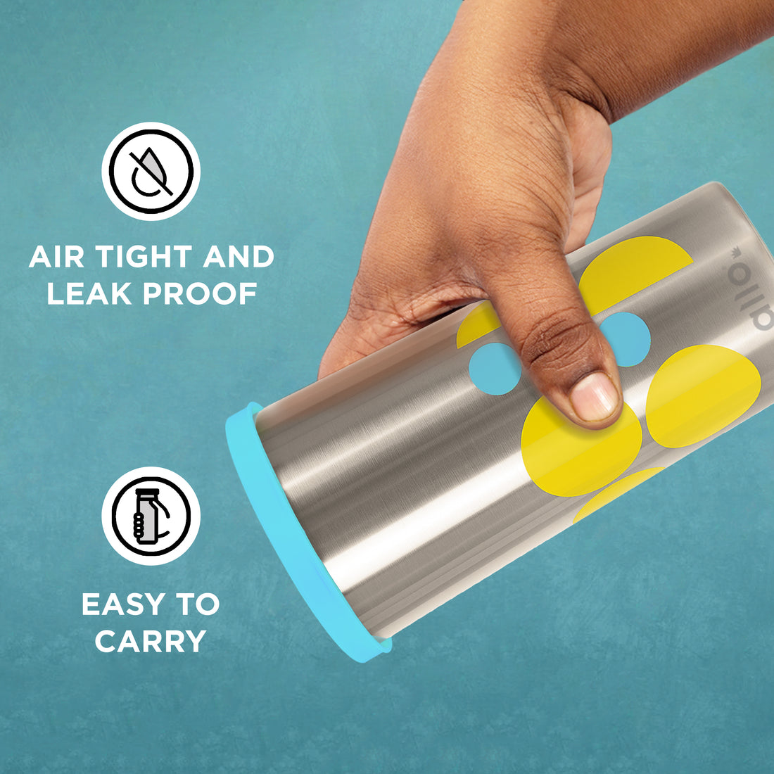 Allo Stainless Steel Tumbler with Lid, Leak Proof Water Tumbler for Home, Office, School, Travel, Kids Rust Proof, Multipurpose Storage Glass for Juice, Tea, Coffee, Milk, BLUE (450Ml)