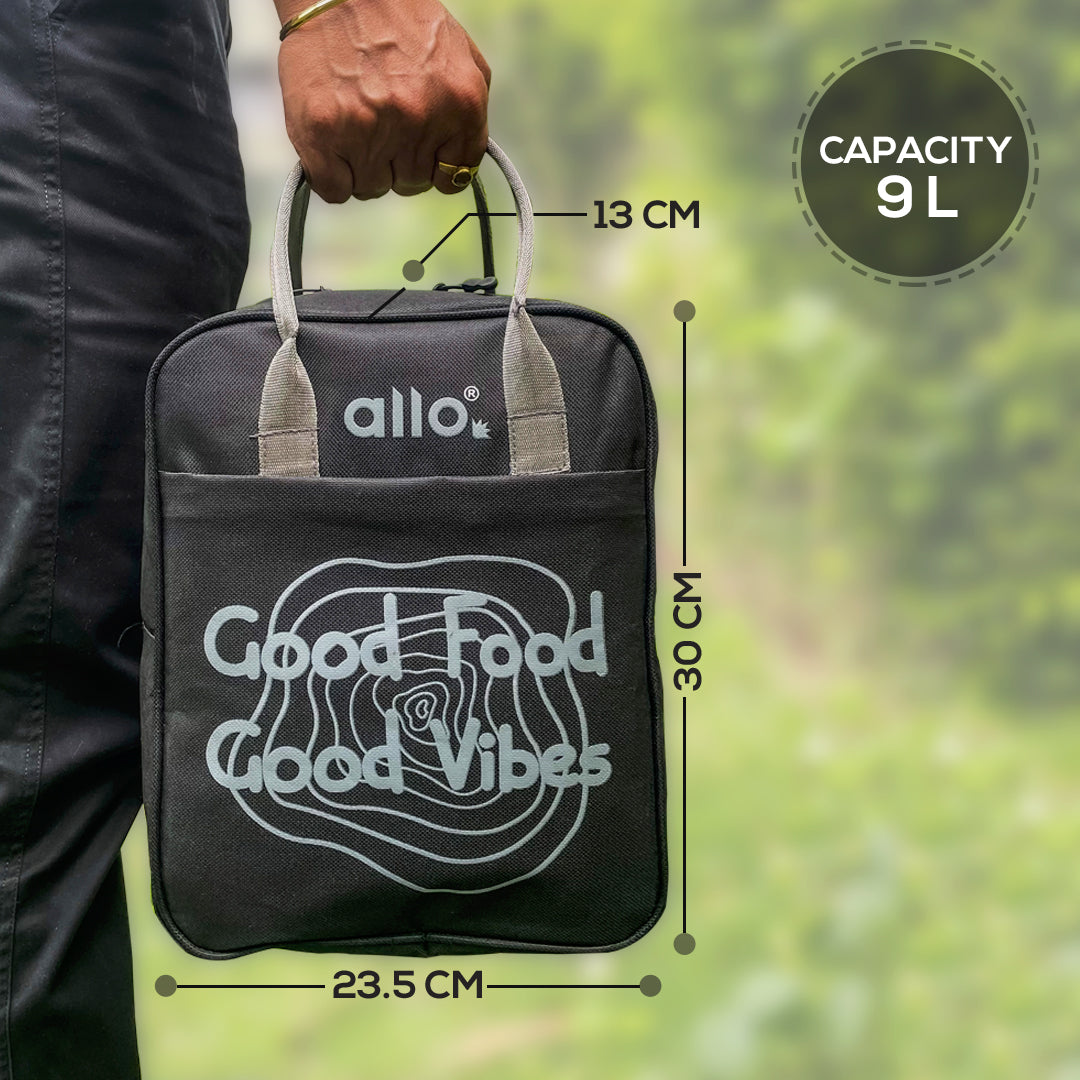 Allo Lunch Bag for Office, School & College, Washable Unisex Tiffin Bag for Men, Women & Kids, Lightweight, Leakproof, Water and Dust Resistant Multipurpose Lunch Bag, Blue (GFGV)\