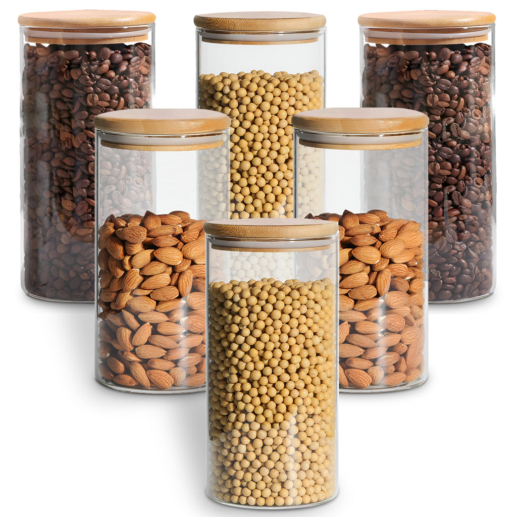 Allo 1000ML Kitchen Storage Box Glass Jars With Wooden Lids