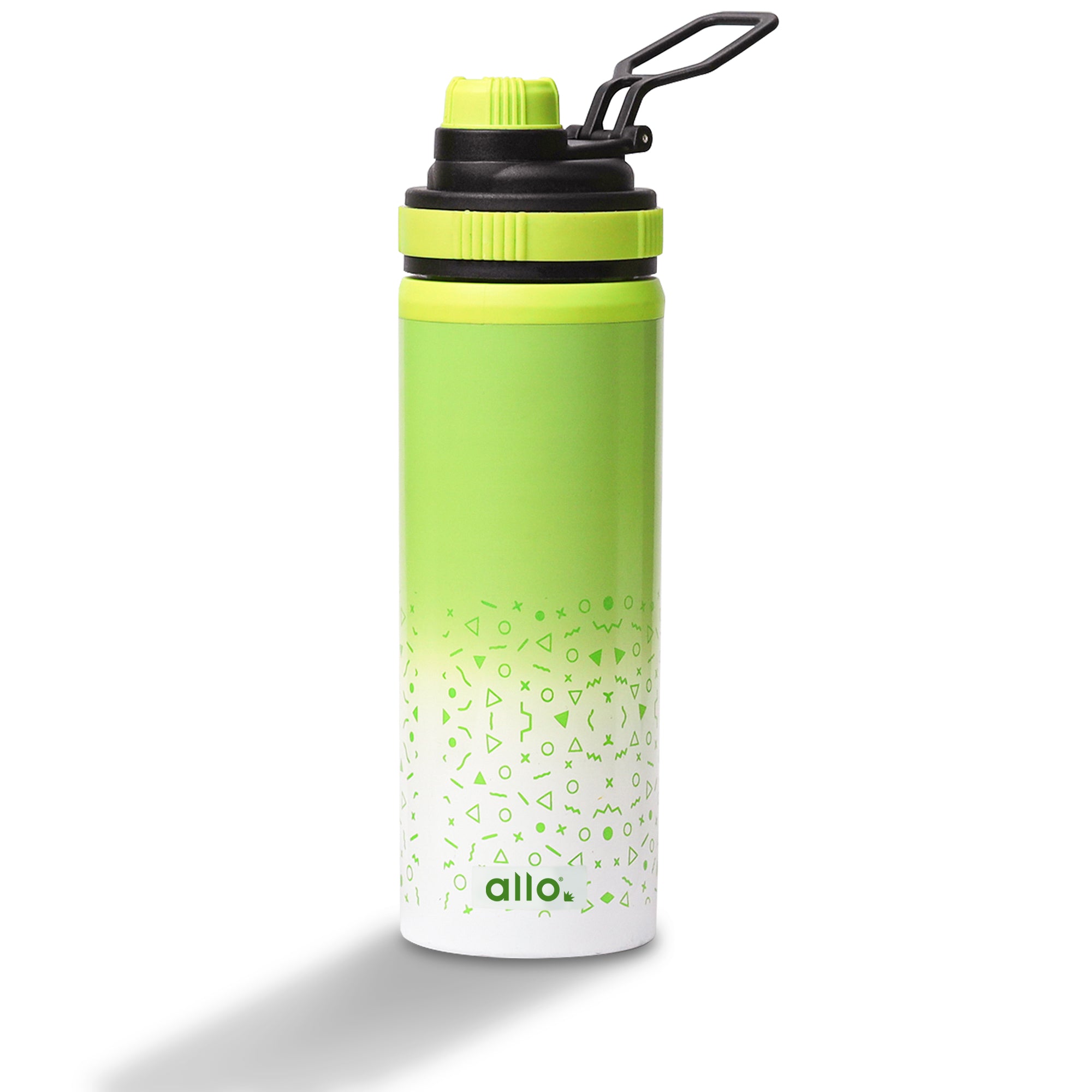 Allo Steel Water Bottles Stainless Steel Sipper Water Bottle for adults, kids 1 Litre Water Bottles for School, Office, Sports, Gym 1L Water Bottle for Men and women, Green White 600ml