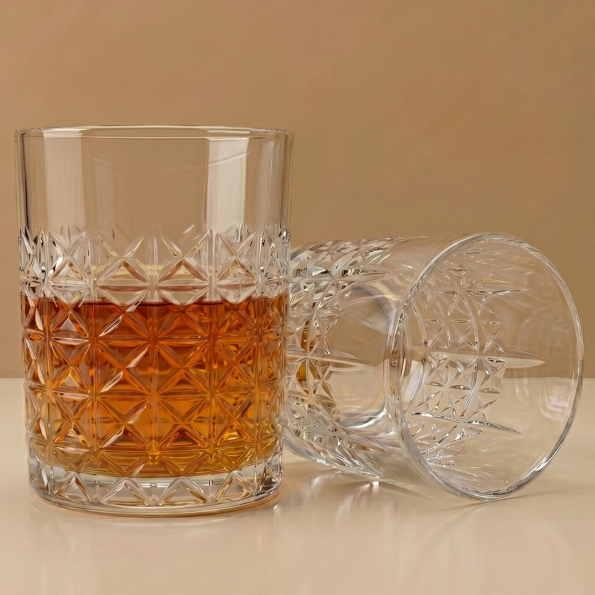Allo Glass Set Of 6 Premium Whisky Glasses, 210 ml, For Drinking Water, Wine, Cocktail, Mocktail, Martini, Liquor, Alcohol, Scotch, Bourbon | Gift Set Packaging | Transparent Diamond Cut Whiskey Glass