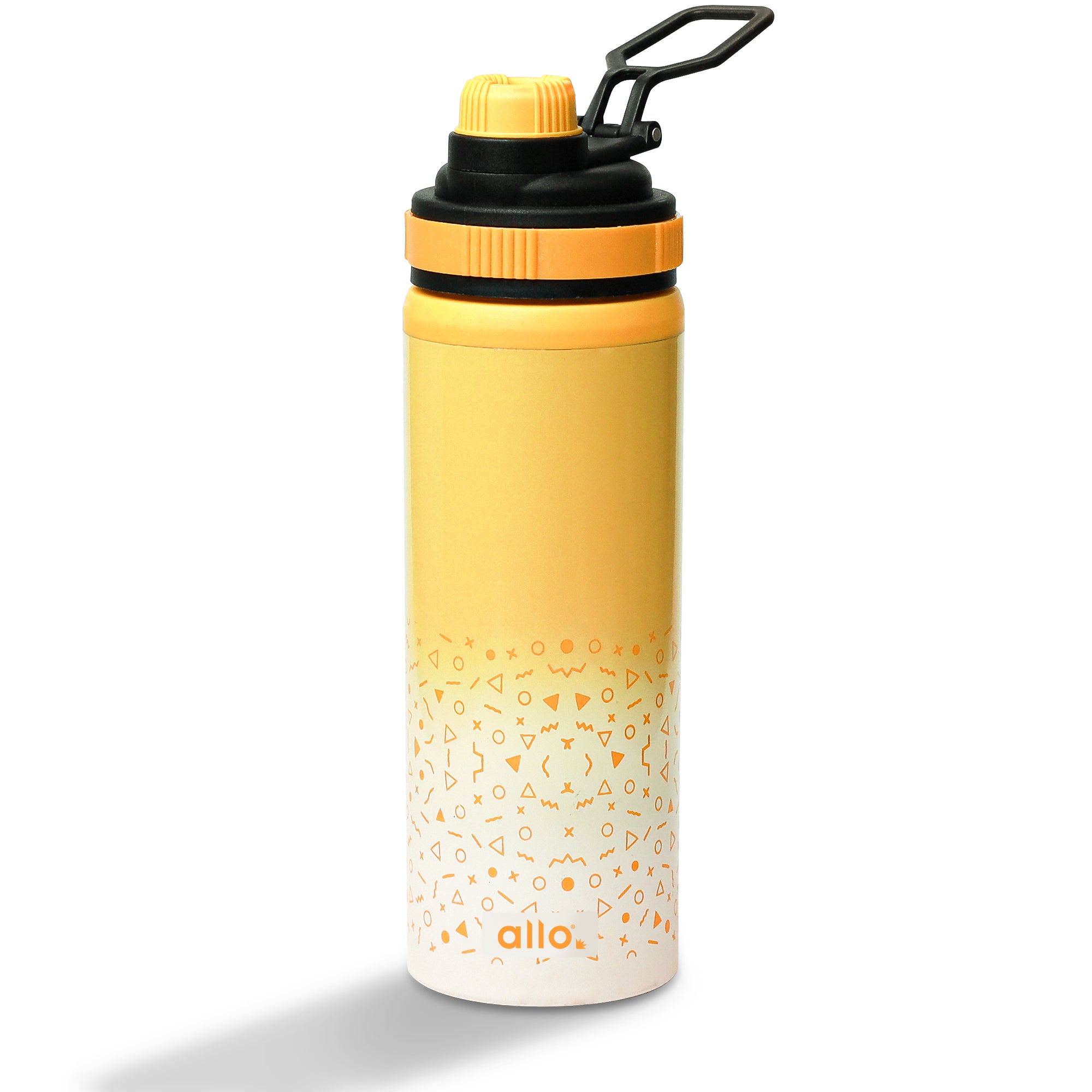 Allo Steel Water Bottles Stainless Steel Sipper Water Bottle for adults, kids 1 Litre Water Bottles for School, Office, Sports, Gym 1L Water Bottle for Men and women, Yellow White 600ml
