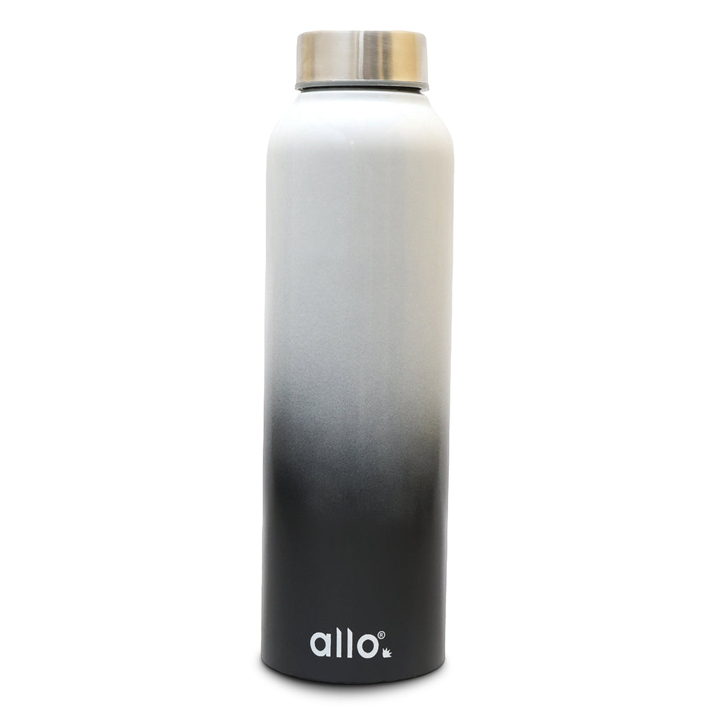 Allo Steel Water Bottles Stainless Steel Sipper Water Bottle for adults, kids 1 Litre Water Bottles for School, Office, Sports, Gym 1L Water Bottle for Men and women, White & Black 1000ml