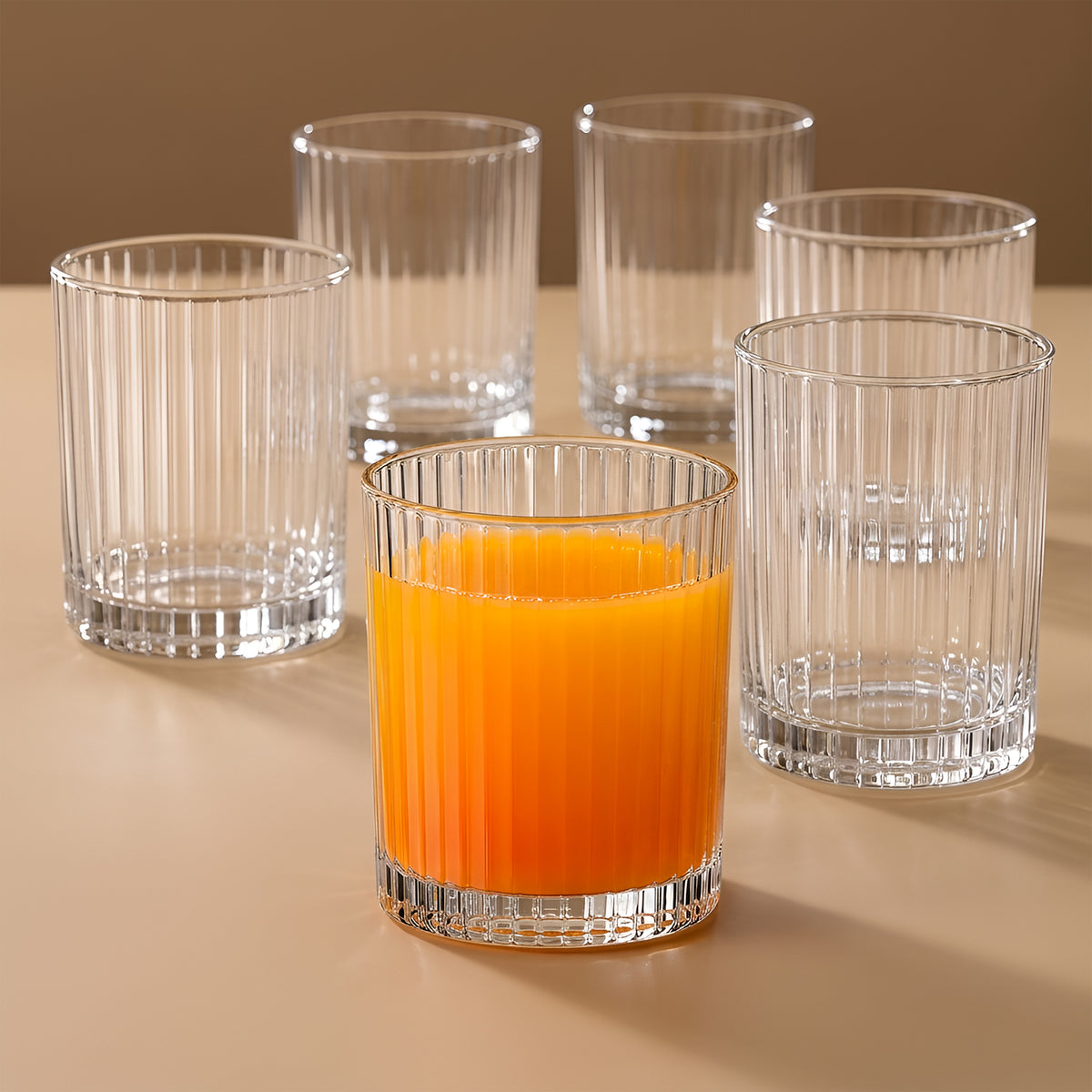Allo Premium Glass Set Of 6, 300 ml, Latest Design Glasses For Water, Juice, Whisky, Cold Drink | Lead Free | Perfect For Home & Parties, Gift Set Packaging | Transparent Classic Fluted Glass