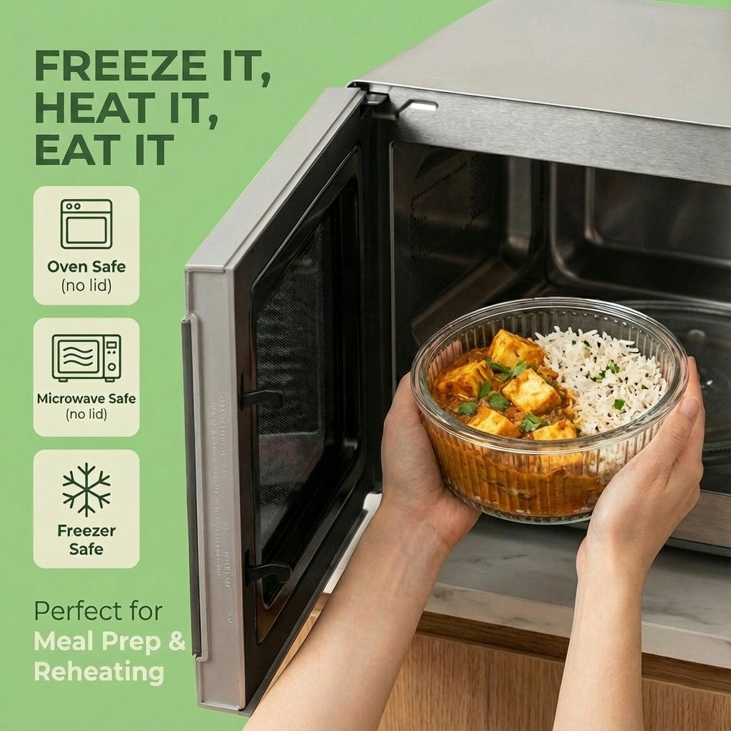 Allo Foodsafe Glass Containers With Lids, Microwave Safe Containers, Borosilicate Meal Prep, Airtight Glass Food Storage Containers For Kitchen, Freezer Safe, Set Of 4, 275ml, 500ml, 1200ml, 1800ml