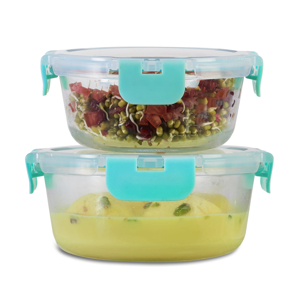 390ml, 635ml Allo FoodSafe Microwave Oven Safe Glass Container with Break Free Detachable Lock