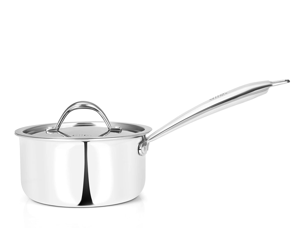 1L Allo CookSafe TriPly Sauce pan | Stainless Steel | With Stainless Steel Lid | Induction Friendly | Naturally Non-stick | 14cm