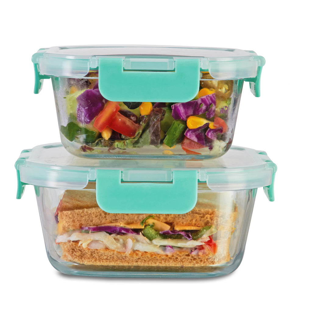 520ml, 800ml Allo FoodSafe Microwave Oven Safe Glass Container with Break Free Detachable Lock