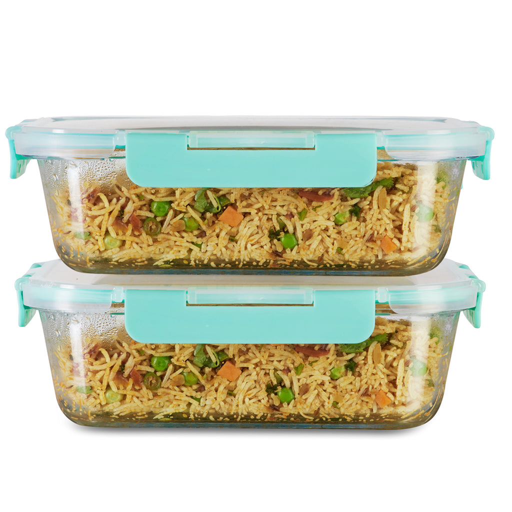 1520ml x 2 Allo FoodSafe Microwave Oven Safe Glass Container with Break Free Detachable Lock